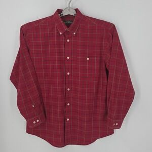 Orvis Men's Button Down Shirt Red Plaid Long Sleeve Cotton Classic Fit Size 2XL